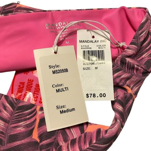 Mandalay Size Medium Palm Leaf Print Hipster Bikini Bottom NEW - Picture 3 of 3